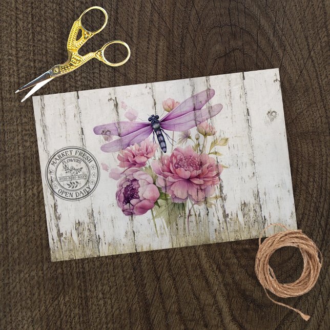 Papier Mousseline Lavender Dragonfly Pink Peonies (Créateur téléchargé)