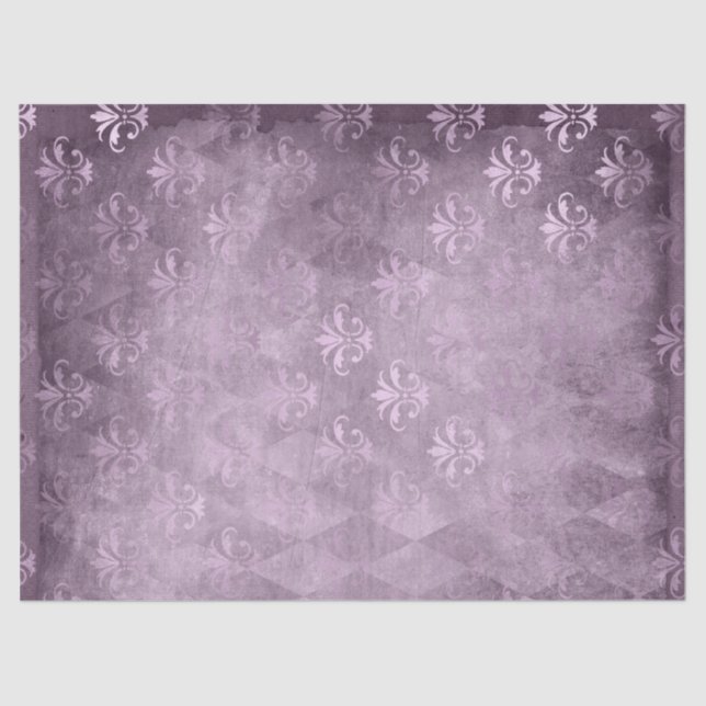 Papier Mousseline Lavender Fleur de Lis Damask Découpage (Recto)