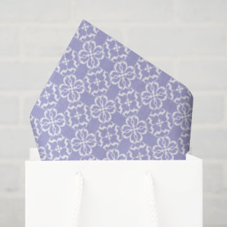 Papier Mousseline Lavender & White Floral Lattice Pattern