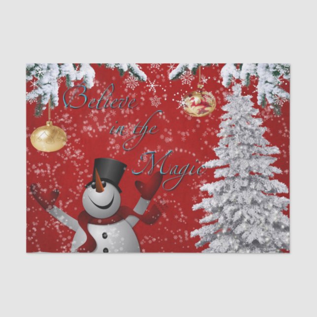 Papier Mousseline Le blanc rouge d'arbre de tissu de Noël de (Recto)