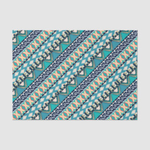 Papier Mousseline Le bleu ondule le motif tribal de tons de la terre