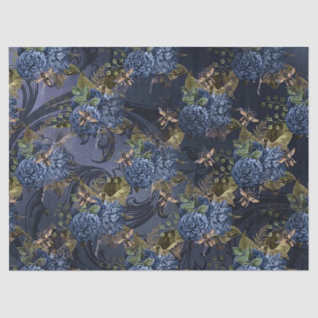 Papier Mousseline Le Blue Bee Series Design 16 Tissus Papier (Recto)