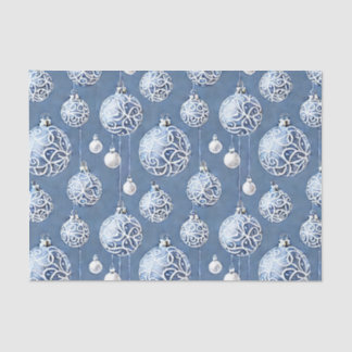 Papier Mousseline Le Blue & Silver Christmas Bulb Series Design 15