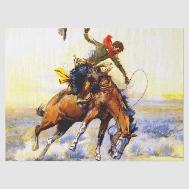 Papier Mousseline "Le Bucker" Western Art de Charles M Russell (Recto)