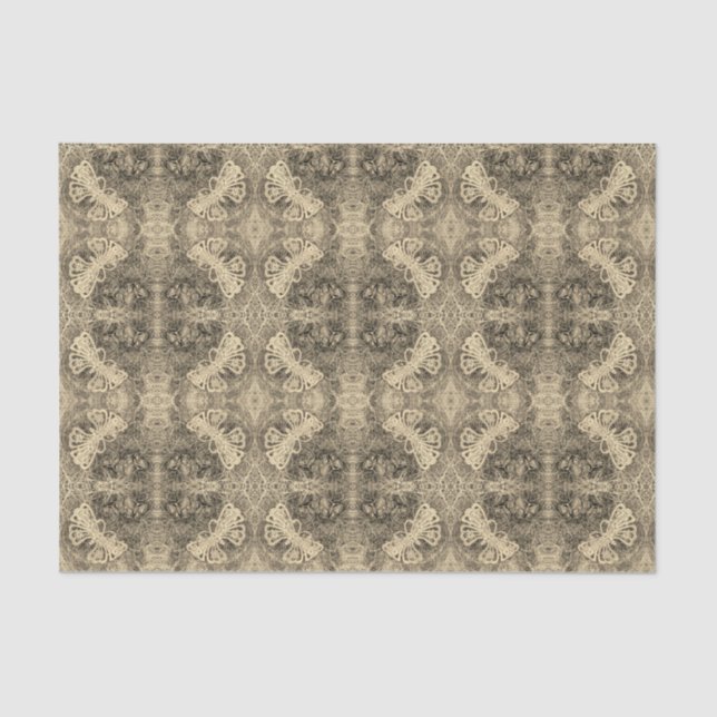 Papier Mousseline Le Butterfly Sepia, un élégant style d'époque Vint (Recto)