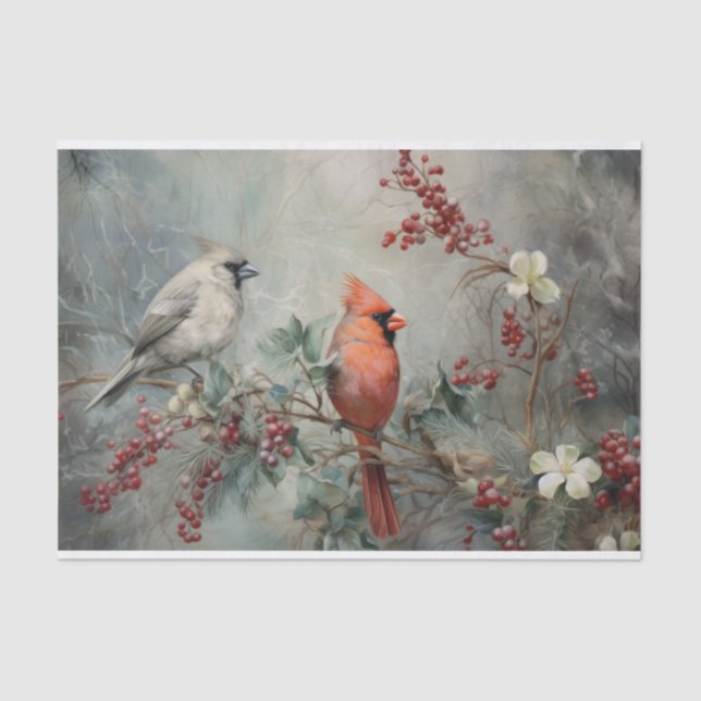 Papier Mousseline Le cardinal de Noël Holly Berry dans le découpage  (Recto)