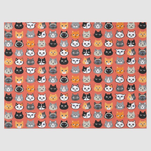 Papier Mousseline Le Cat mignon face au Motif| Chats de cerfs-volant (Recto)