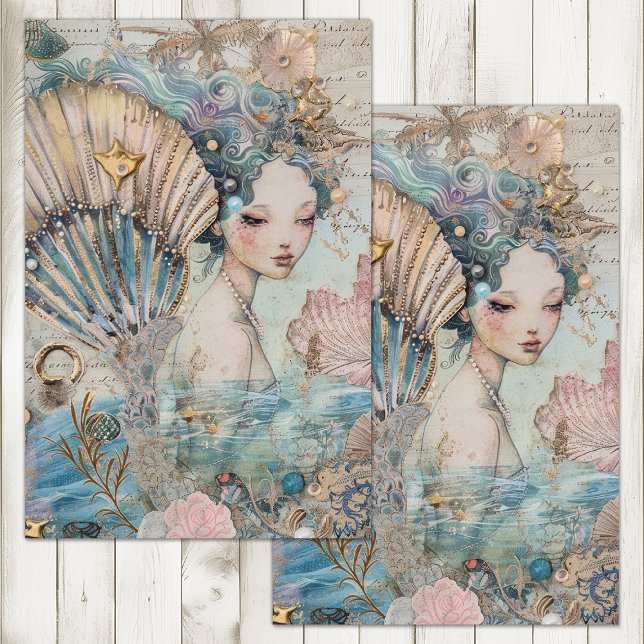 PAPIER MOUSSELINE LE DÉCOUPAGE DE L'ETHEREAL MERMAID (THE ETHEREAL MERMAID DECOUPAGE TISSUE PAPER)