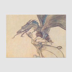 Papier Mousseline « Le Dragon a attrapé la Reine » par Arthur Rackha