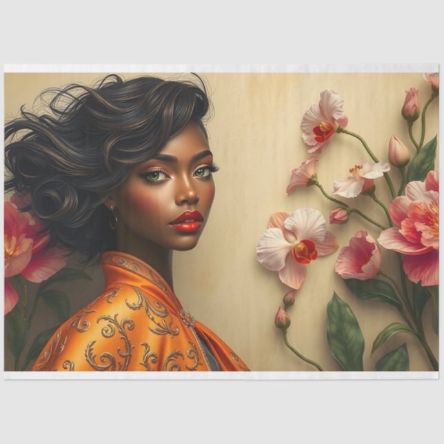 Papier Mousseline Le Femme Beauté victorienne Romance Découpage Rose (Recto)