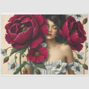 Papier Mousseline Le Femme Victorian Beauty Romance Poppy Découpage