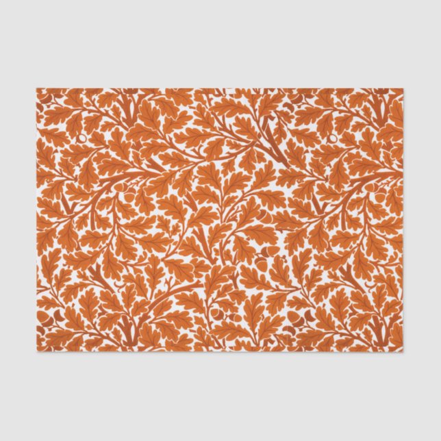 Papier Mousseline Le feuille de chêne de William Morris, se rouille (Recto)