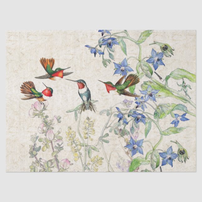 Papier Mousseline Le fleur sauvage d'oiseaux de colibri fleurit le (Recto)