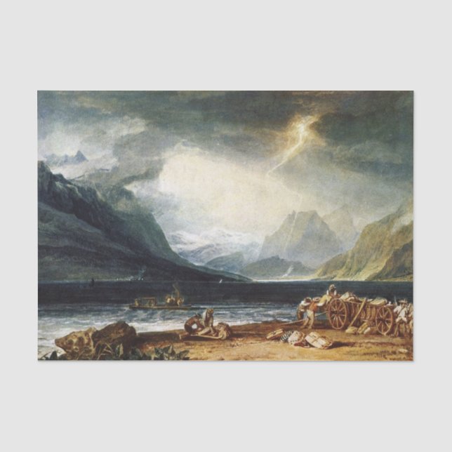 Papier Mousseline Le lac de Thun, Suisse par J.M.W. Turner (Recto)