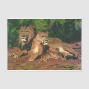Papier Mousseline Le Lion à la maison (avec Lioness et Lion Cubs)