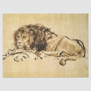 Papier Mousseline LE LION DU CAP, par Rembrandt Sepia, Black