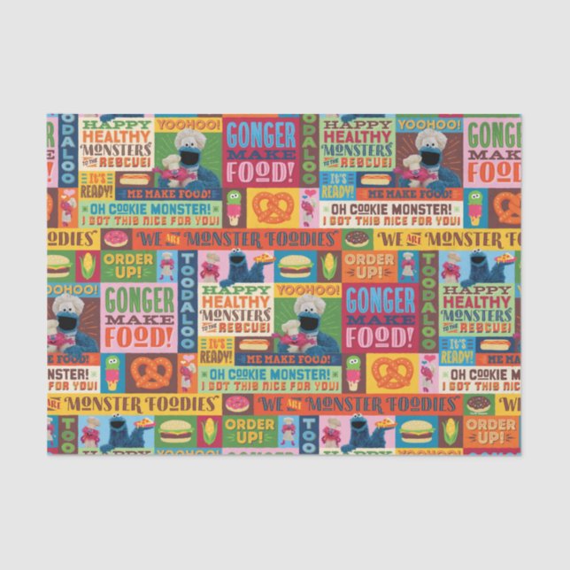 Papier Mousseline Le Motif de camion Foodie de Cookie Monster (Recto)