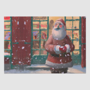 Papier Mousseline Le Père Noël devant la boutique de jouets AI Art