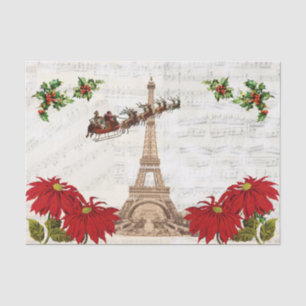 Papier Mousseline Le Père Noël Vintage sur le papier Tissu de Noël à
