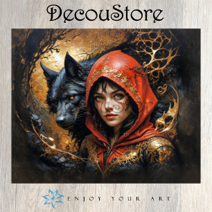 Papier Mousseline Le Petit Chaperon Rouge avec le Loup Decoupage