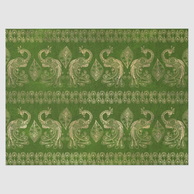 Papier Mousseline Le Pic du Boho d'or sur le Vert lumineux (Recto)