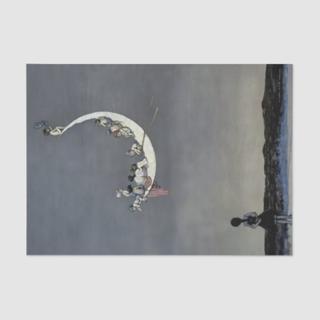 Papier Mousseline "Le premier voyage de la lune" par W Heath Robinso (Recto)