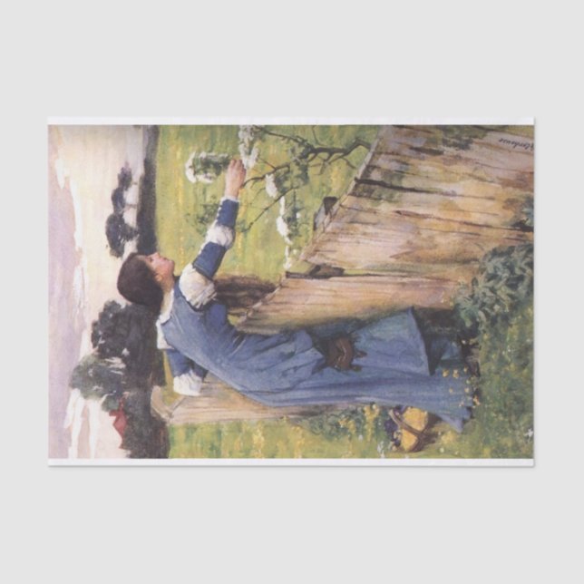 Papier Mousseline Le rameur de fleurs, par John William Waterhouse (Recto)