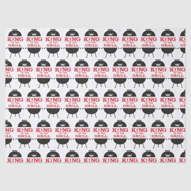 Papier Mousseline Le Roi Du Grill, Blanc Noir Couronne Rouge (Recto)
