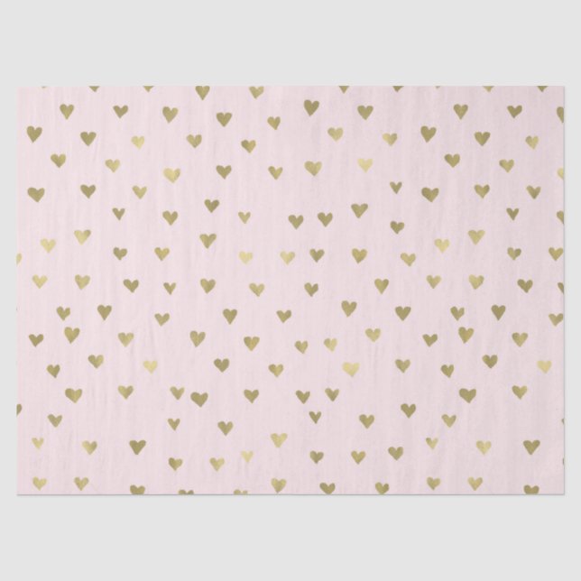 Papier Mousseline Le rose rougissent des coeurs d'or (Recto)