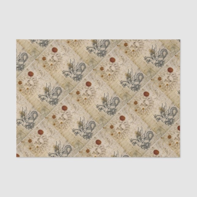 PAPIER MOUSSELINE LE SOLEIL, LA LUNE ET BASILISE ANCIEN PARCHEMENT (Recto)