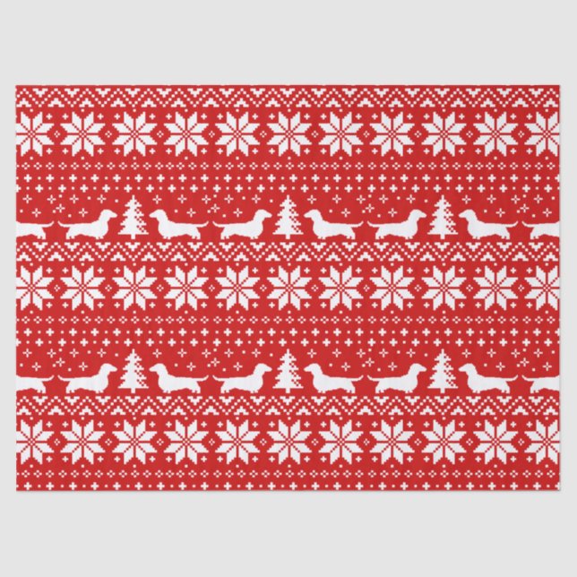 Papier Mousseline Le teckel silhouette le motif de Noël (Recto)