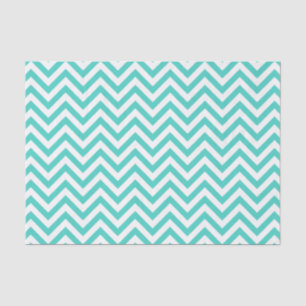 Papier Mousseline Le zigzag bleu et blanc turquoise barre le motif