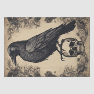 Papier Mousseline L'élégance du Corbeau : crâne Vintage et découpage