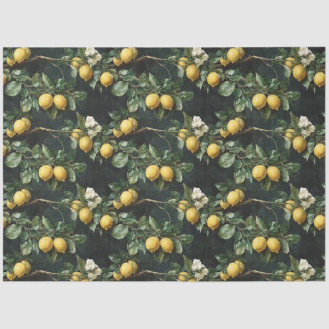 Papier Mousseline Lemon Tree Motif sans couture (Recto)
