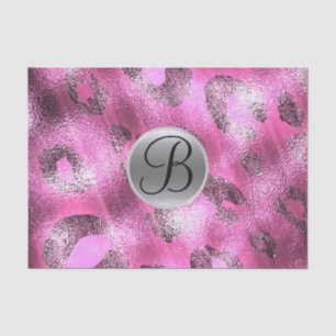 Papier Mousseline Léopard Rose Brillant Élégant Monogramme Lettre In