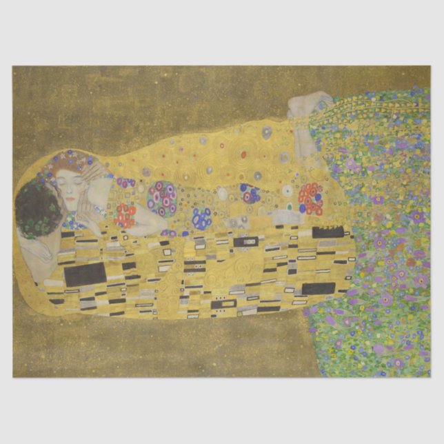 Papier Mousseline Les amoureux embrasser Embrace par Gustav Klimt (Recto)