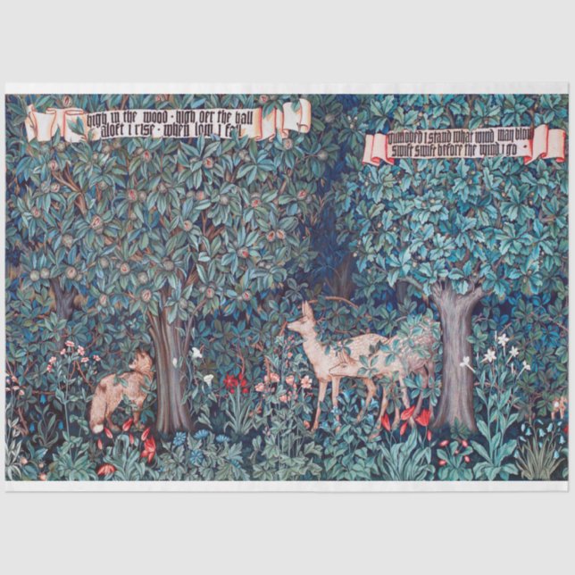 Papier Mousseline Les animaux dans la forêt, William Morris (Recto)