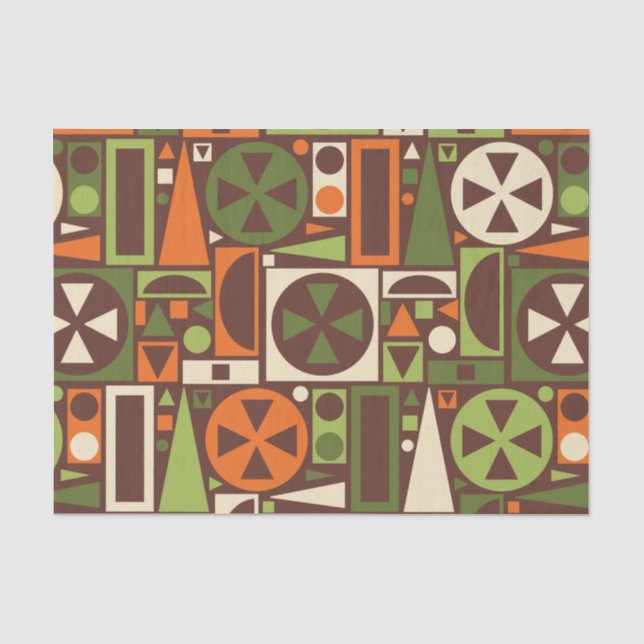 Papier Mousseline Les années 50 géométrique Retro Moderne du milieu  (Recto)