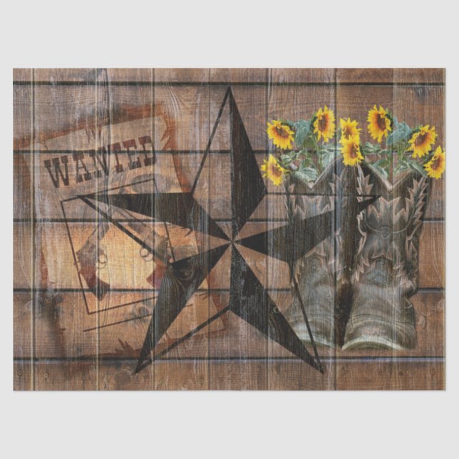 Papier Mousseline Les bottes de l'Ouest de Pistol Cowboy du Texas St (Recto)