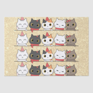 Papier Mousseline Les chats de Noël adorables font face à Noël hiver