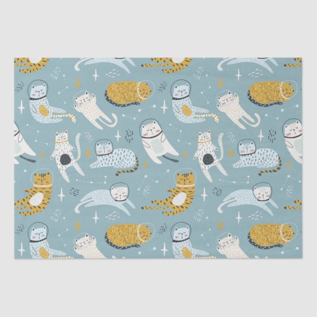 Papier Mousseline Les chats mignons dans l'espace idiot conviennent  (Recto)