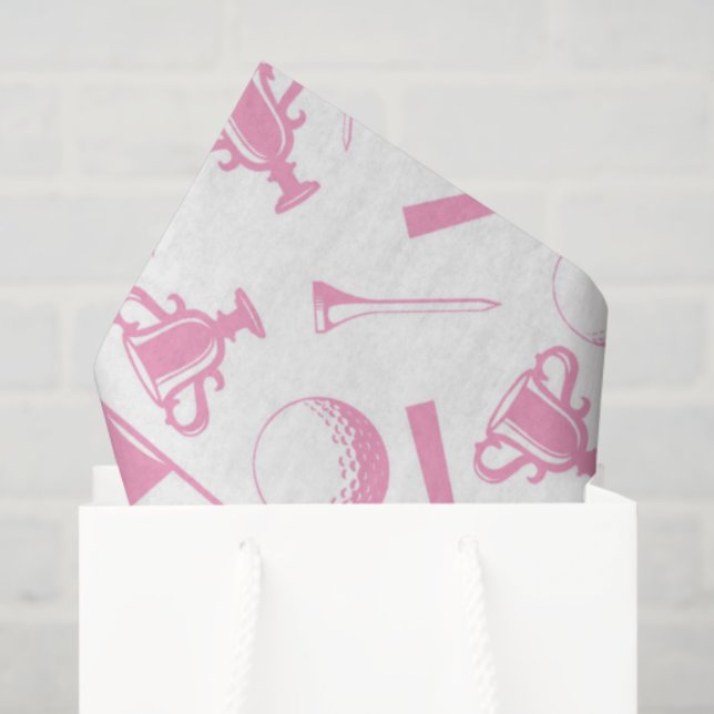 Papier Mousseline Les dames Golf Rose Vert Blanc Préppy Golf (Sac cadeau)