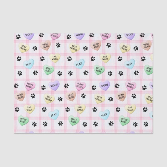 Papier Mousseline Les Empreintes de pattes de Dog Love Hearts (Recto)