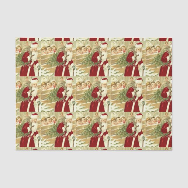 Papier Mousseline Les enfants regardent Père Noël Tissue Paper (Recto)