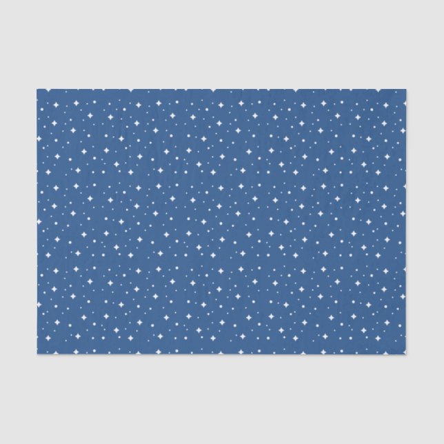 Papier Mousseline Les étoiles blanches brillantes sur le bleu (Recto)
