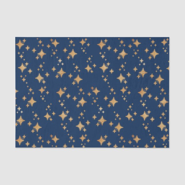 Papier Mousseline Les étoiles d'or sur le Arrière - plan bleu foncé (Recto)