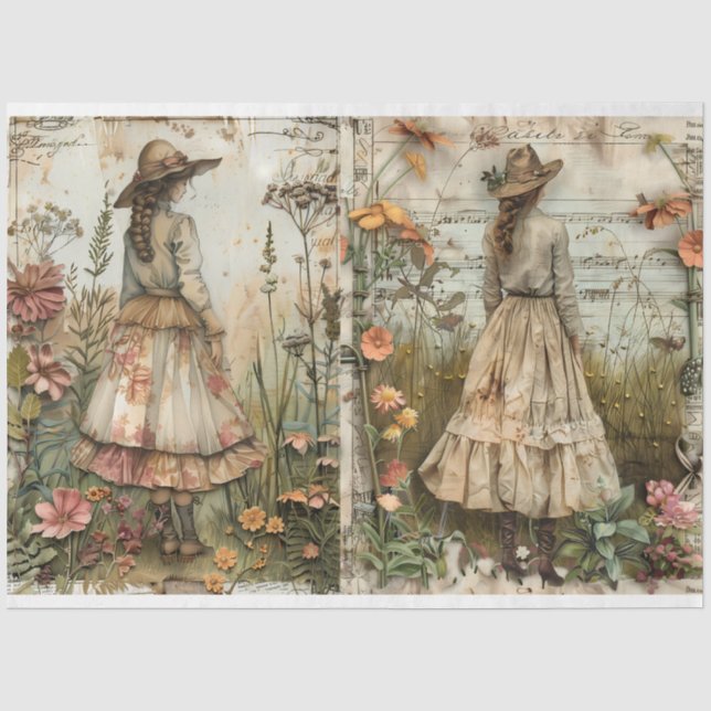 Papier Mousseline Les Filles Dans Le Papier Tissu De Découpage Du Ja (Recto)