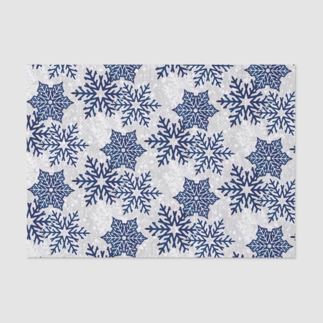 Papier Mousseline Les flocons bleus et blancs de Noël (Recto)