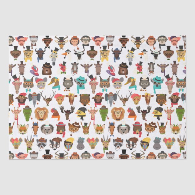 Papier Mousseline Les Hipster Animals amusent les animaux Cool avec  (Recto)