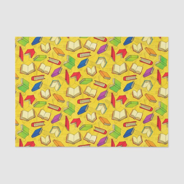 Papier Mousseline Les livres modèlent sur le jaune (Recto)